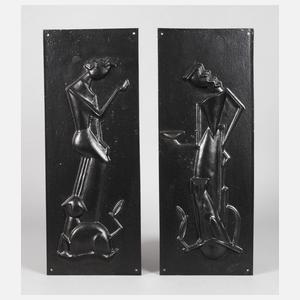 Zwei Eisenplaketten Art déco