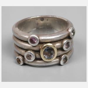 Designerring mit Saphiren