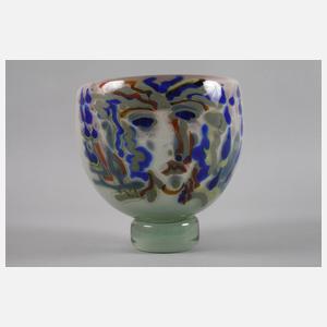 Vase Studioglas mit eingeschmolzenem Gesicht