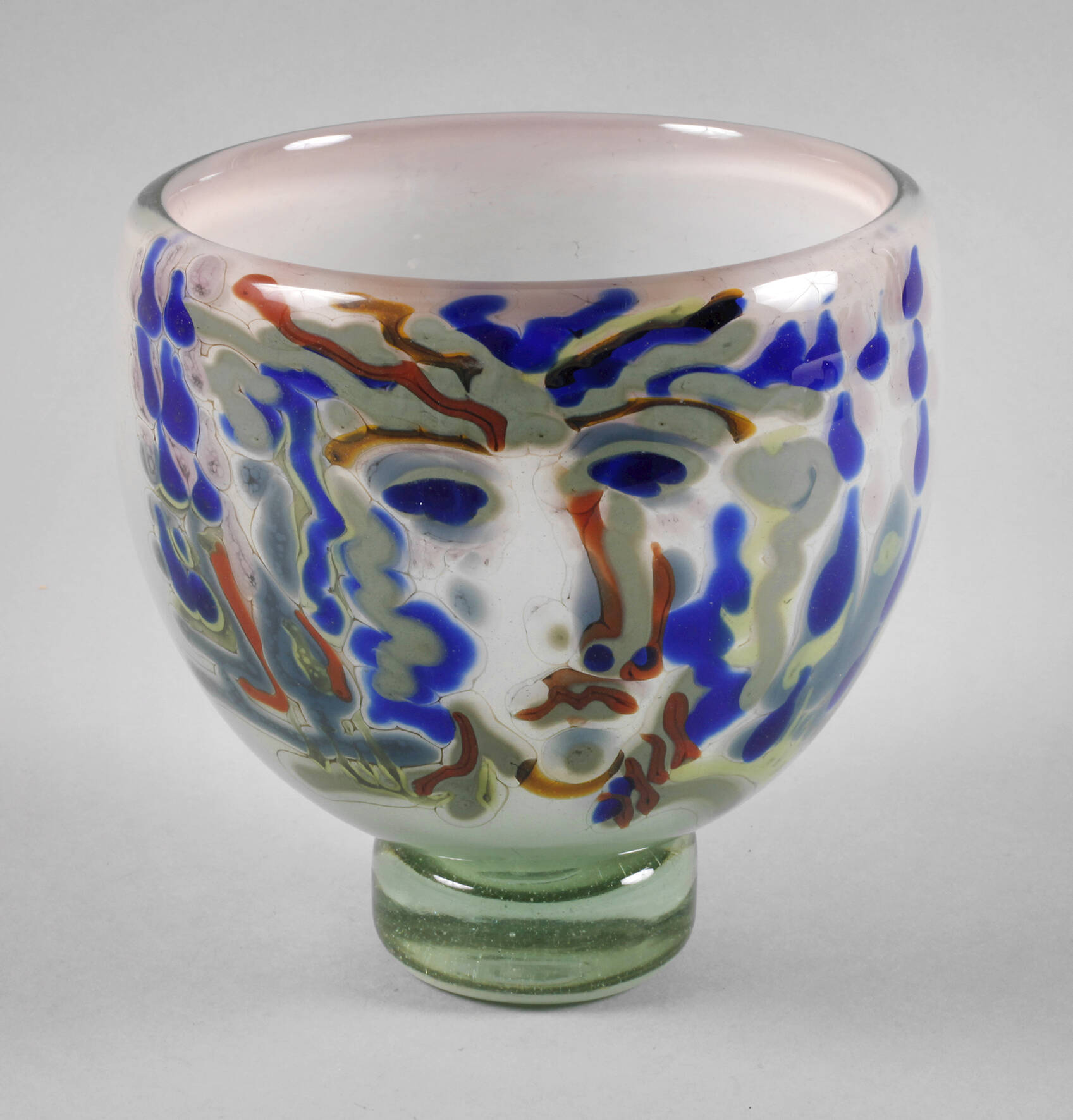 Vase Studioglas mit eingeschmolzenem Gesicht
