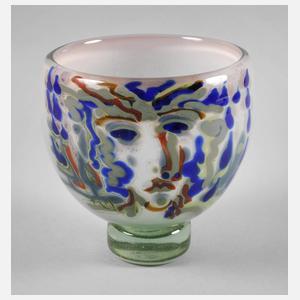 Vase Studioglas mit eingeschmolzenem Gesicht