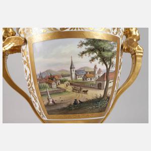 Prunk-Deckelvase mit Vedutenmalerei