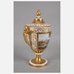 Prunk-Deckelvase mit Vedutenmalerei