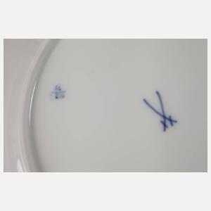 Meissen sechs Speiseteller "Blaue Blume mit Goldgräsern"