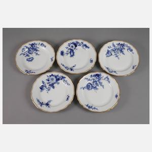 Meissen zehn Speiseteller "Blaue Blume mit Goldgräsern"