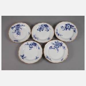 Meissen zehn Speiseteller "Blaue Blume mit Goldgräsern"