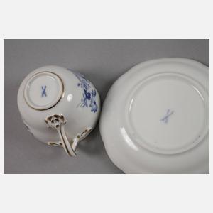 Meissen Mokkaservice "Blaue Blume mit Insekten"