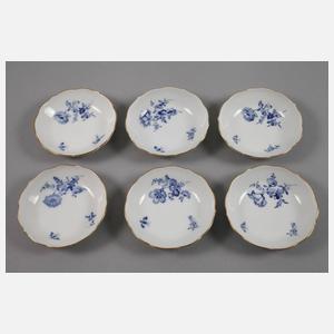 Meissen Mokkaservice "Blaue Blume mit Insekten"