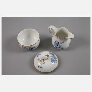 Meissen Mokkaservice "Blaue Blume mit Insekten"