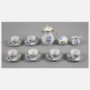 Meissen Mokkaservice "Blaue Blume mit Insekten"