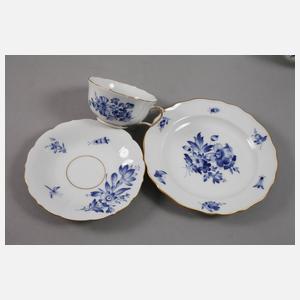 Meissen Teeservice "Blaue Blume mit Insekten"