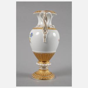 Meissen "Schlangenhenkelvase" mit Blumenmalerei