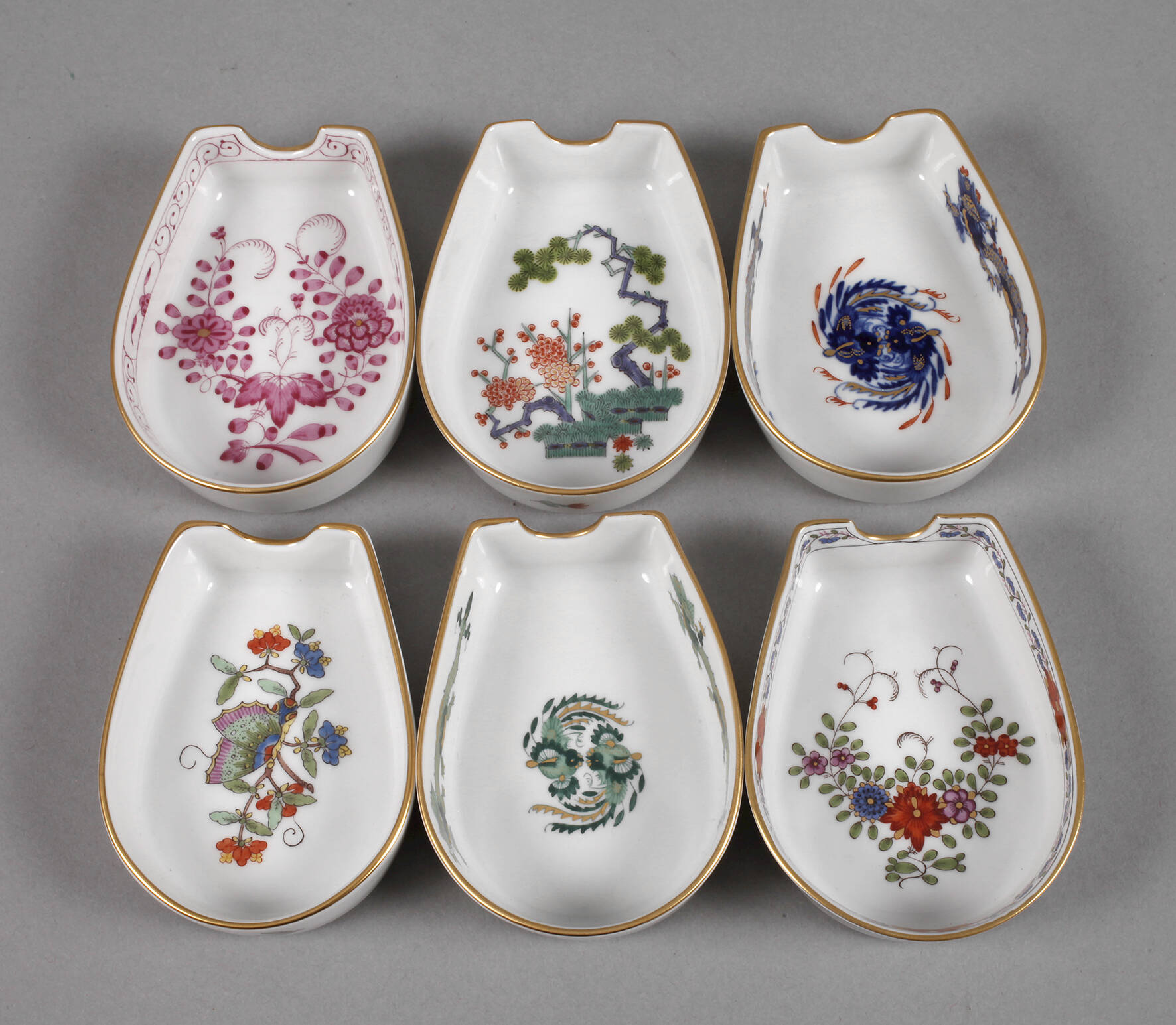 Meissen sechs Ascher mit Kakiemondekoren