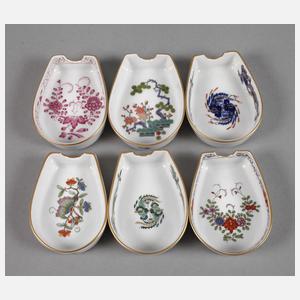 Meissen sechs Ascher mit Kakiemondekoren