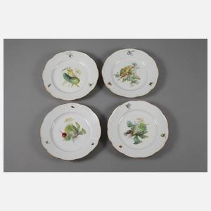 Meissen vier Speiseteller Gemüsemalerei