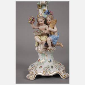 Meissen Jahreszeiten-Tischuhr und Paar Beisteller