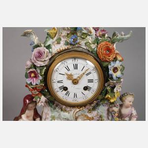 Meissen Jahreszeiten-Tischuhr und Paar Beisteller