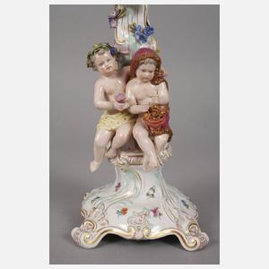 Meissen Jahreszeiten-Tischuhr und Paar Beisteller