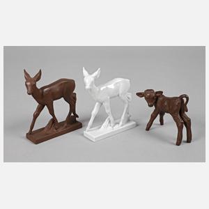Meissen drei Tierfiguren