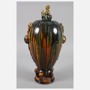 Große Deckelvase Laufglasur