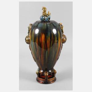 Große Deckelvase Laufglasur