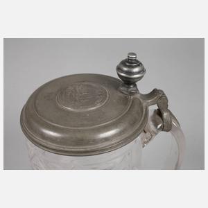 Großer Glaswalzenkrug mit Nürnberger Stadtansicht