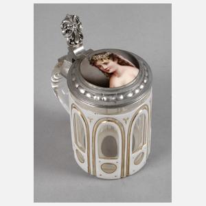 Spätbiedermeier-Krug mit Mädchenbildnis
