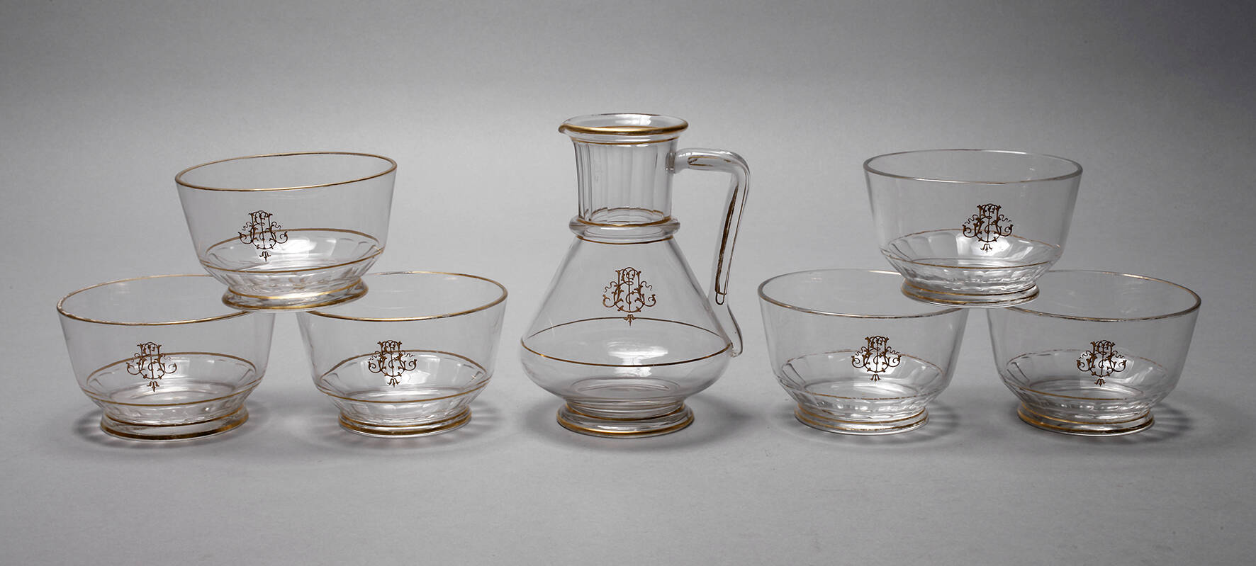 Lobmeyr Wien Karaffe und sechs Dessertschalen
