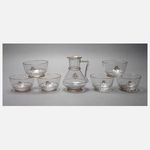 Lobmeyr Wien Karaffe und sechs Dessertschalen