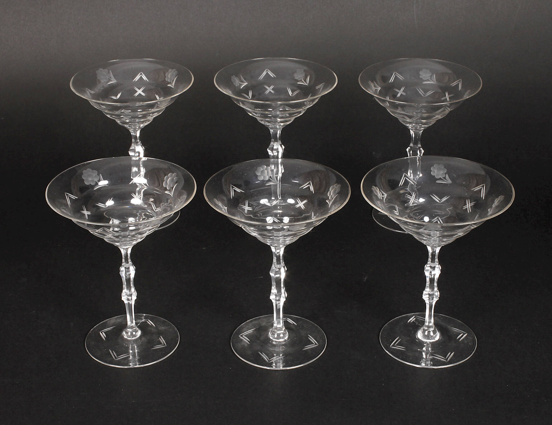 Sechs Sektschalen Art déco