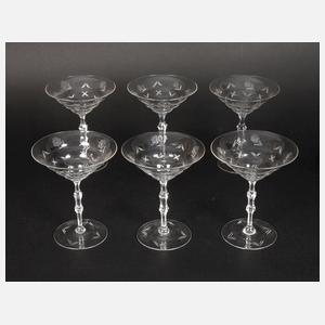 Sechs Sektschalen Art déco