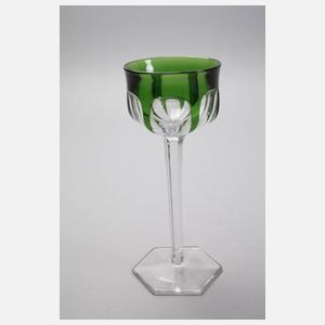 Sechs Weinkelche Bleikristall mit Überfang