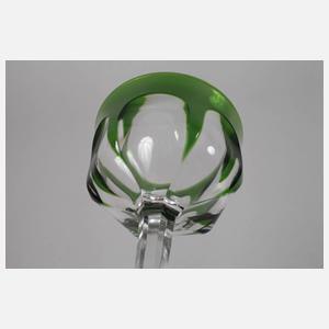 Sechs Weinkelche Bleikristall mit Überfang