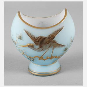 Milchglasvase mit asiatischem Reiherdekor