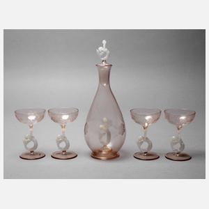 Fünf Teile Lauschaer Glas