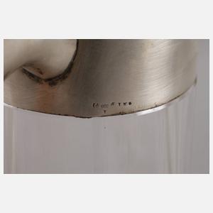 Große Glaskanne mit Silbermontierung