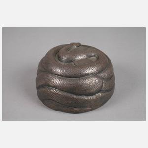 Silberdeckel mit Schlange