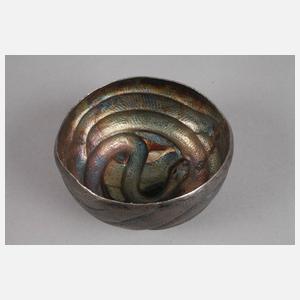 Silberdeckel mit Schlange