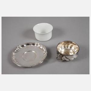 Rosenthal sechs Tassen mit Silbermontur
