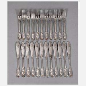 Silber Fischbesteck für zwölf Personen