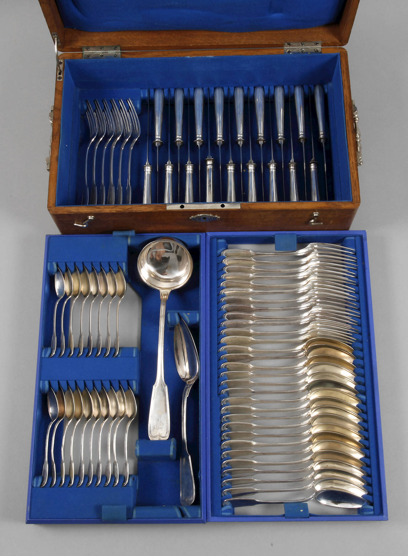 Silber Besteckkasten "Augsburger Faden"