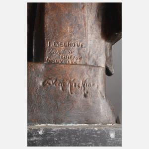 Paar Bronzebüsten belgisches Königspaar