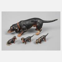 Wiener Bronze Dackel mit Welpen111