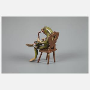 Wiener Bronze Frosch als Pfeifenraucher