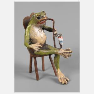 Wiener Bronze Frosch als Pfeifenraucher