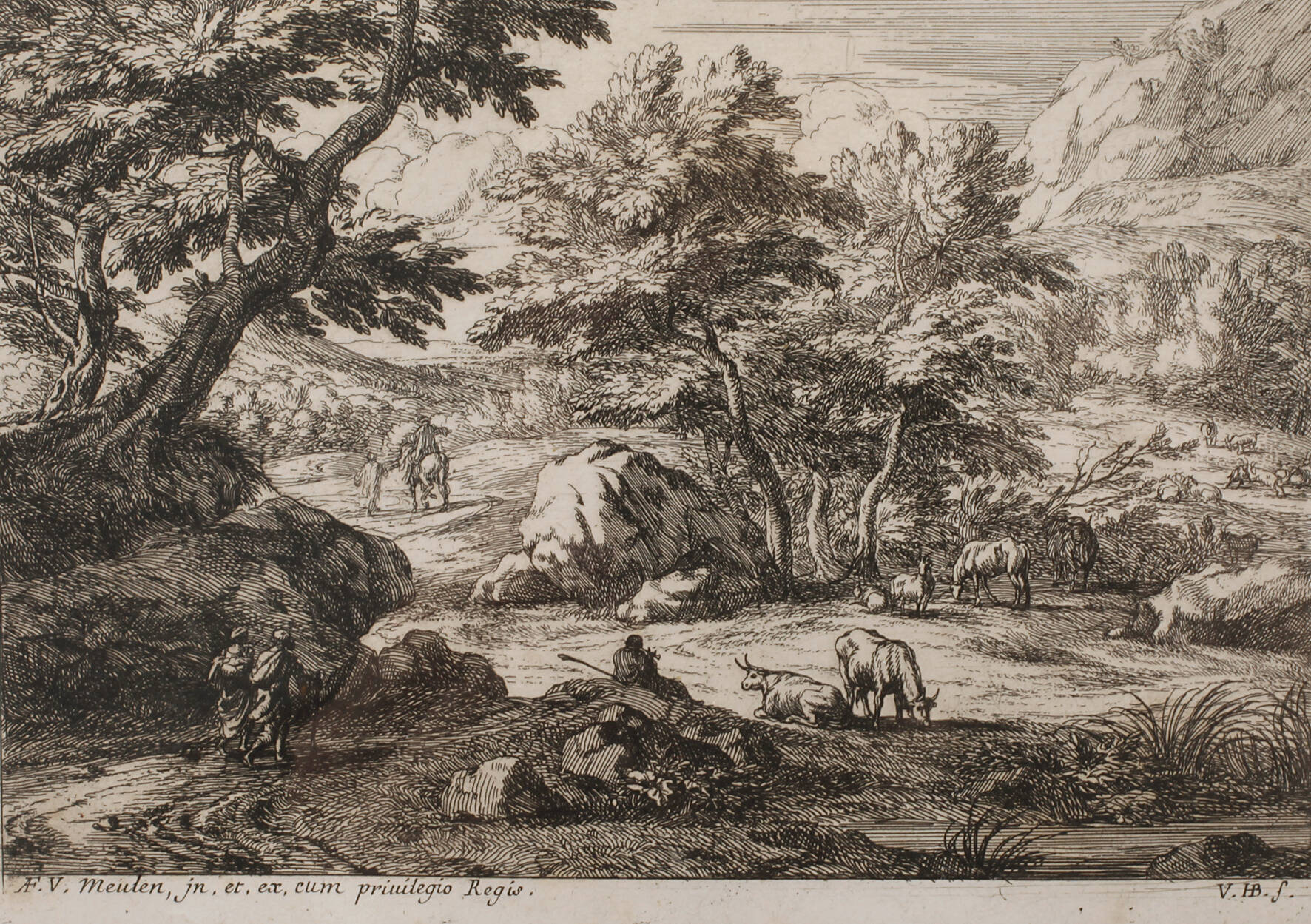 Adam Frans van Meulen nach, Bukolische Landschaft