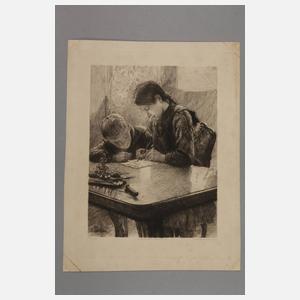 Prof. Franz Skarbina, Geschwister beim Zeichnen