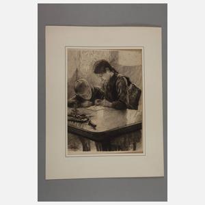 Prof. Franz Skarbina, Geschwister beim Zeichnen