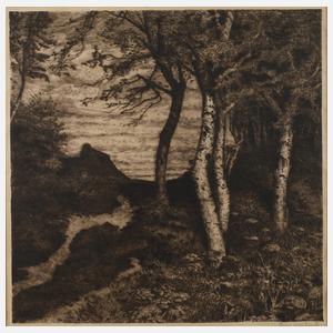 Hans am Ende, Birkenwald mit Bauernkate