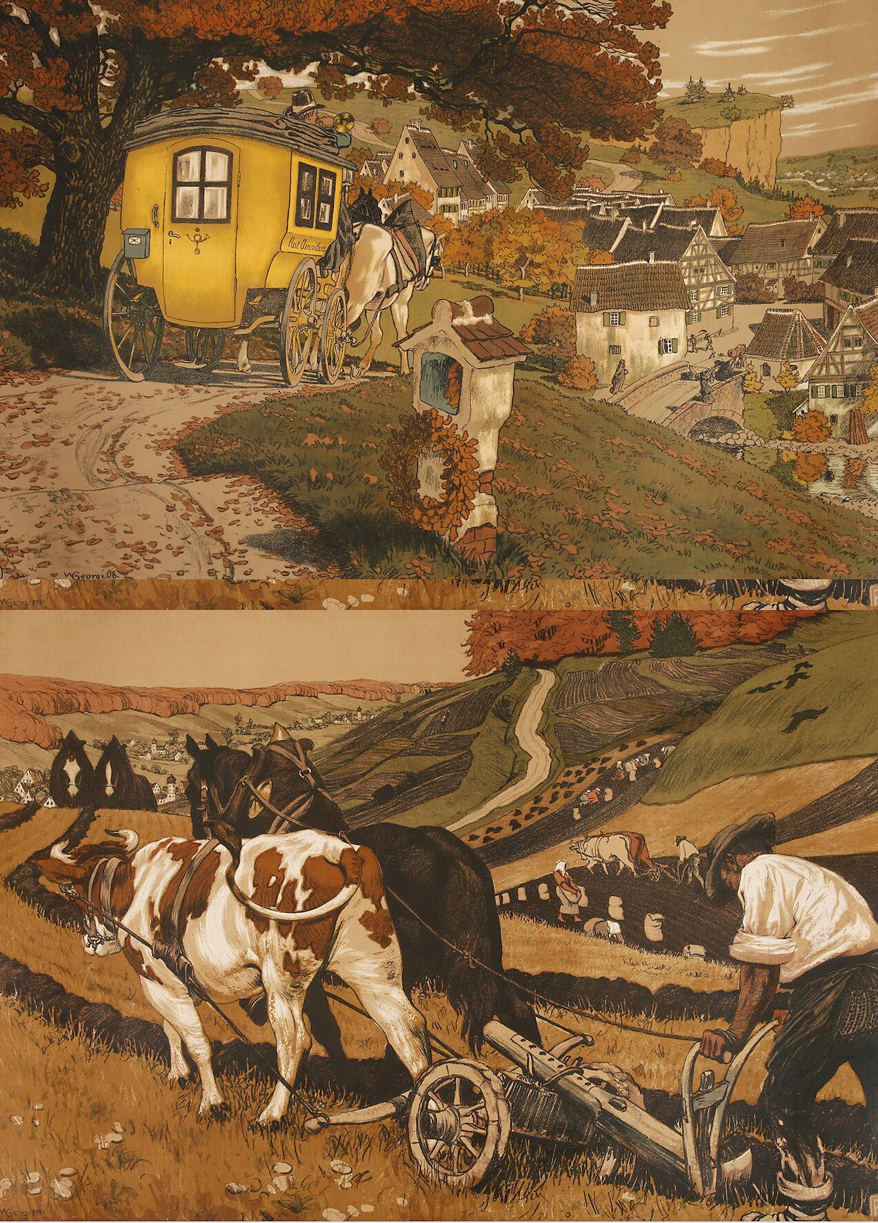 Prof. Walter Georgi, zwei großformatige Graphiken